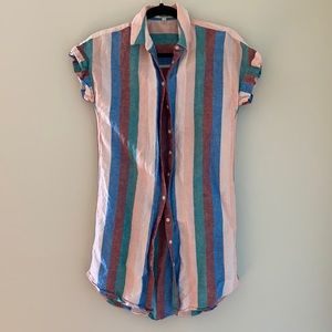 MADEWELL PINK STRIPED DRESS.